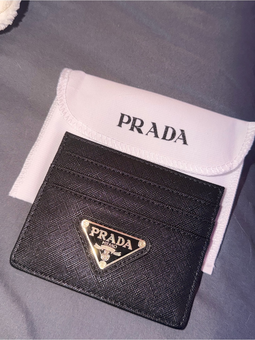 Prada Black Saffiano Leather Card Holder + Dust Bag